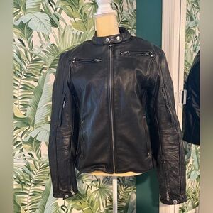 Xelement Women’s Leather Motorcycle Armored Riding Jacket Large